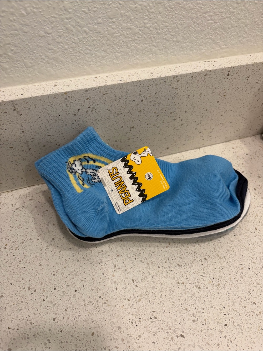 Snoopy Peanuts Socks Set Of 5 Pairs Blue Yellow Snoopy Socks NEW